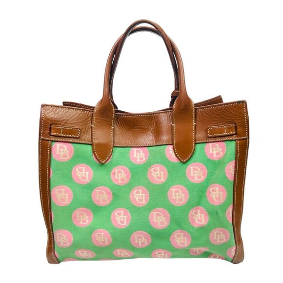 Vintage Dooney & Bourke DB Monogram Handbag - Pink / Green 12.5” x 3.5” x 10.5” - Picture 8 of 14